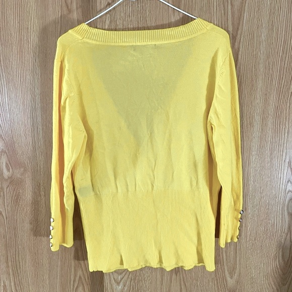 Bright Yellow Cardigan Knit Career Sweater - Picture 2 of 6
